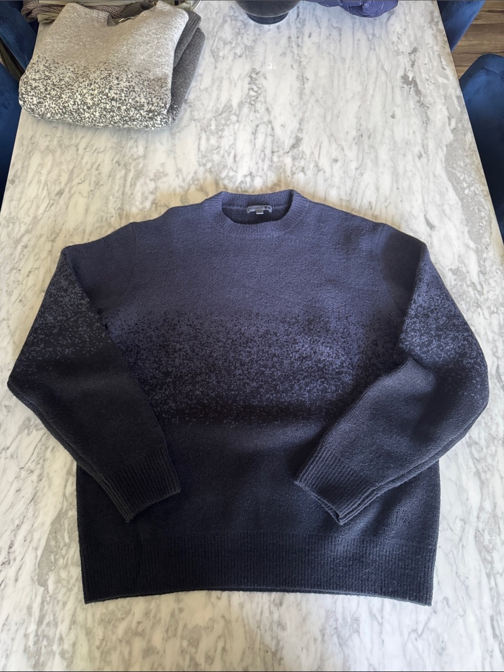 JW ANDERSON Men's Navy to Black Gradient Crewneck Sweater